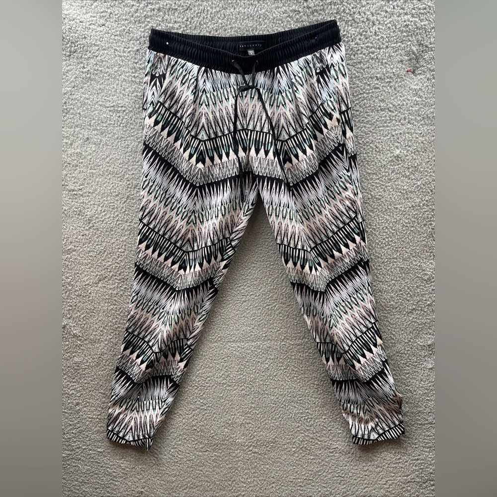 Sanctuary womens joggers small play tribe pattern drawstring waist black purple